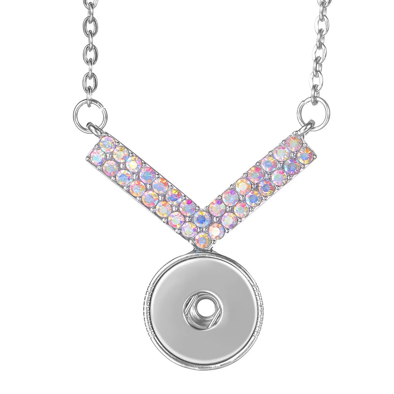 10pcs Colorful Crystal Alloy Snap Pendant Necklace