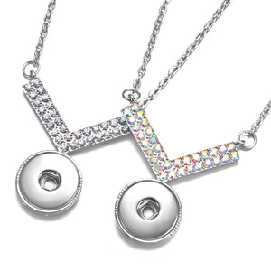 10pcs Colorful Crystal Alloy Snap Pendant Necklace