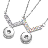 10pcs Colorful Crystal Alloy Snap Pendant Necklace