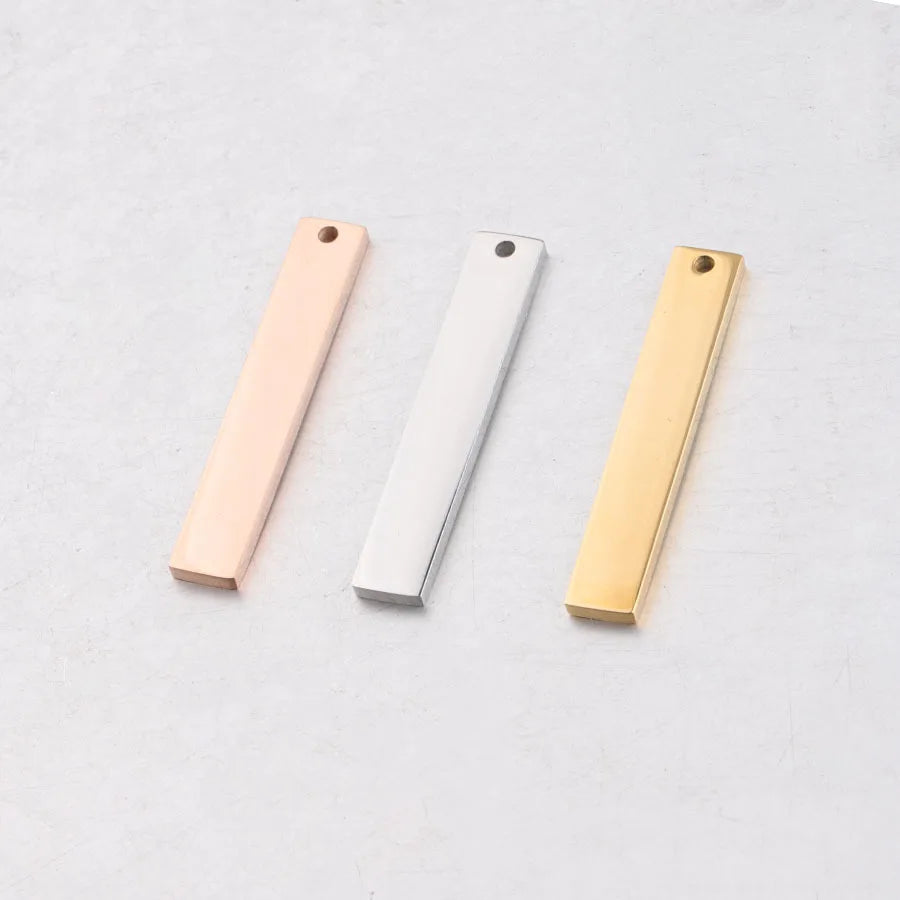 10pcs Stainless Steel Blank Bar Tag Charm Pendant for Custom Jewelry