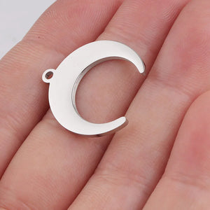 10pcs Stainless Steel Crescent Moon Charms 20*21.4mm DIY Necklace Bracelet