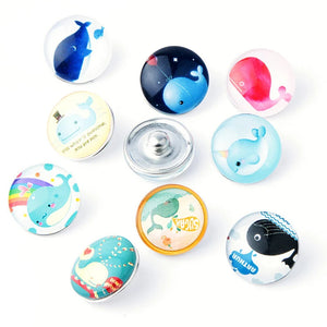 (10pcs/lot) Whale 18mm Snap Button Jewelry Fit DIY