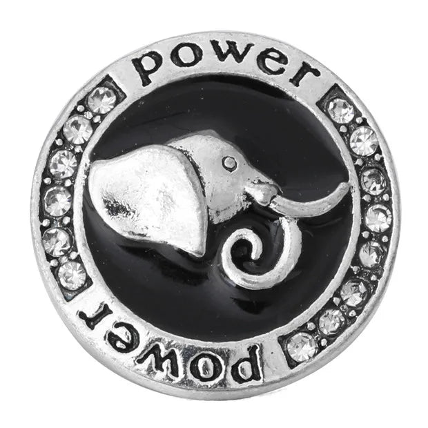 10pcs Power Elephant Metal 18MM Snap Buttons DIY Snap Bracelets Women Jewelry