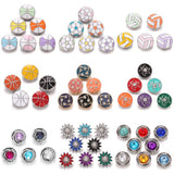 10pcs/lot Snap Button Charms Bracelets Mini Crystal Mixed Flower 12mm