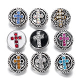 10pcs/lot Snap Button Charms Bracelets Mini Crystal Mixed Flower 12mm
