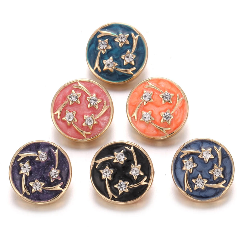 10pcs/lot Snap Button Charms Bracelets Mini Crystal Mixed Flower 12mm