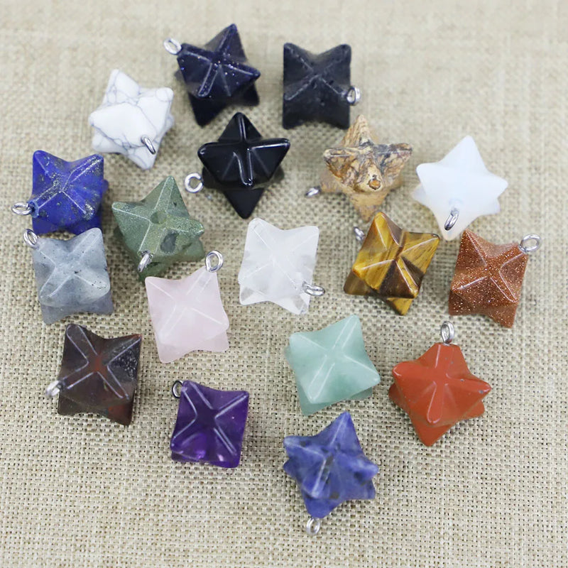 2023 Natural Stone Hexagram Necklaces Pendants Assorted Charms DIY Earrings