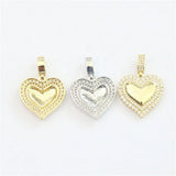 10pcs 20mm Heart CZ Charm Pendant, Micro Pave Handmade Jewelry Component