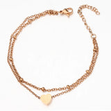 10pcs Double Layer Chain Heart Bracelets Anklet Leg Jewelry
