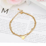 10pcs Double Layer Chain Heart Bracelets Anklet Leg Jewelry
