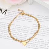 10pcs Double Layer Chain Heart Bracelets Anklet Leg Jewelry