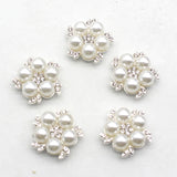 10pcs 23mm Pearl Rhinestone Flower Button For Clothing Accessories