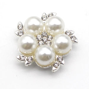 10pcs 23mm Pearl Rhinestone Flower Button For Clothing Accessories