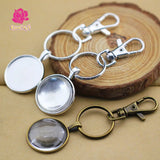 10pcs 25mm Keychain Pendant Base+Key Ring+Glass Cabochon+Lobster Clasps