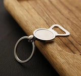 10pcs Bottle Opener Keychains 25mm Zinc Round Keyrings for LOGO