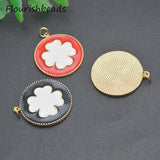 10pcs 25x26mm Brass Plated Flower Charms for Jewelry Making