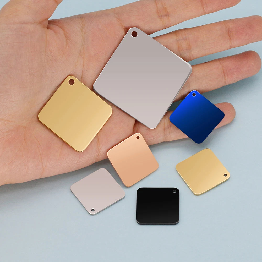 10pcs Stainless Steel Rectangular Pendant 1.5mm Thickness Multicolor