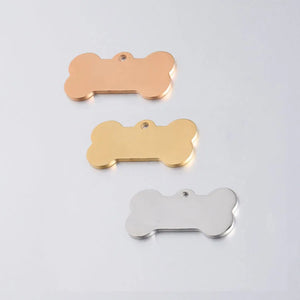 10pcs 31*16mm Polished Stainless Steel Pet ID Tag Bone Charms