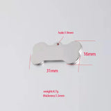 10pcs 31*16mm Polished Stainless Steel Pet ID Tag Bone Charms