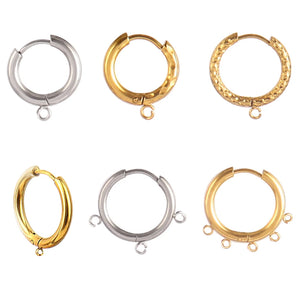 10pcs 316L Stainless Steel DIY Earring Hooks Round Ear Post Hoop