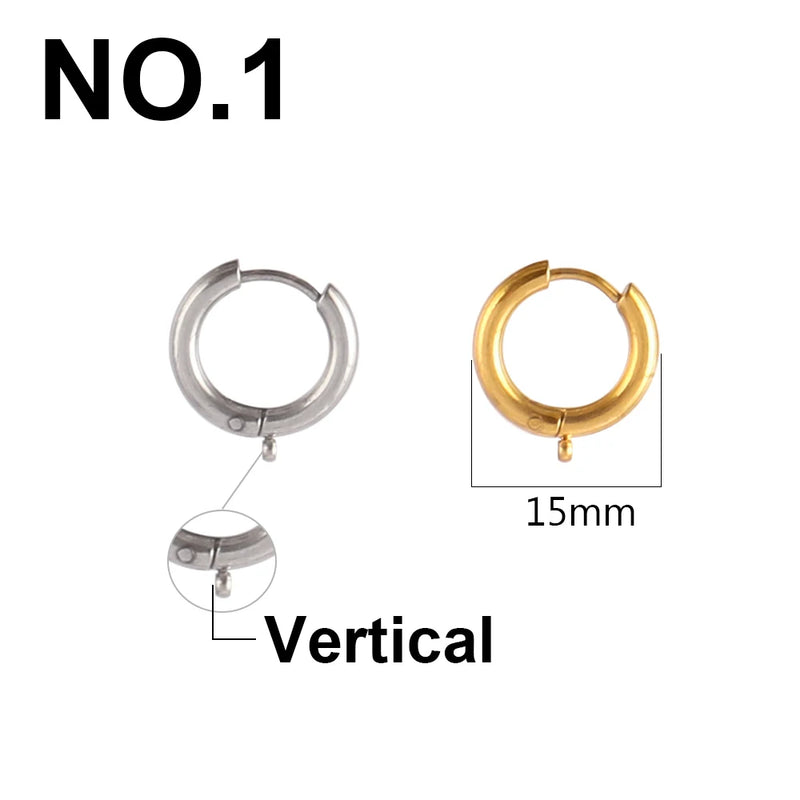 10pcs 316L Stainless Steel DIY Earring Hooks Round Ear Post Hoop