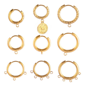 10pcs 316L Stainless Steel DIY Earrings Round Hoop Earring Clasps Base