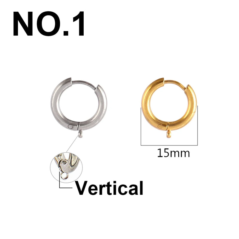 10pcs 316L Stainless Steel Hoop Earring Findings No Fade DIY Jewelry Making