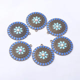 10pcs 37*34mm Vintage Bronze Enamel Round Charms Pendant DIY Earrings