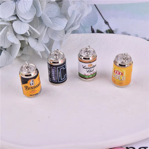 10pcs 3D Beer Cans Drink Charms Earring Keychain DIY