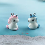 10pcs Unicorn Horse Resin Charms Pendant Keychain Necklace DIY Jewelry 24*18mm