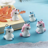 10pcs Unicorn Horse Resin Charms Pendant Keychain Necklace DIY Jewelry 24*18mm