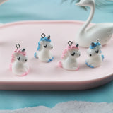 10pcs Unicorn Horse Resin Charms Pendant Keychain Necklace DIY Jewelry 24*18mm