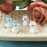 10pcs Unicorn Horse Resin Charms Pendant Keychain Necklace DIY Jewelry 24*18mm
