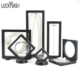 10pcs 3D Floating Display Case Transparent Square Holder Jewelry Storage Box