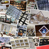 10pcs 3D Floating Display Case Transparent Square Holder Jewelry Storage Box