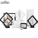 10pcs 3D Floating Display Case Transparent Square Holder Jewelry Storage Box