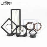 10pcs 3D Floating Display Case Transparent Square Holder Jewelry Storage Box