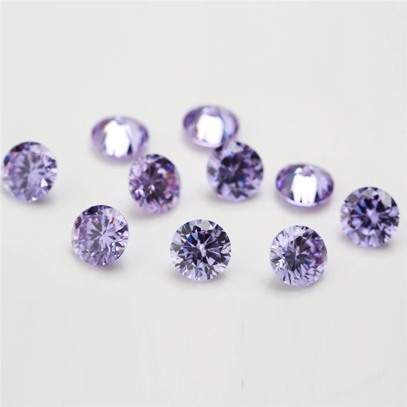 10pcs 4.0-20mm Round CZ Stone Lavander AAAAA Cubic Zirconia Gems For DIY