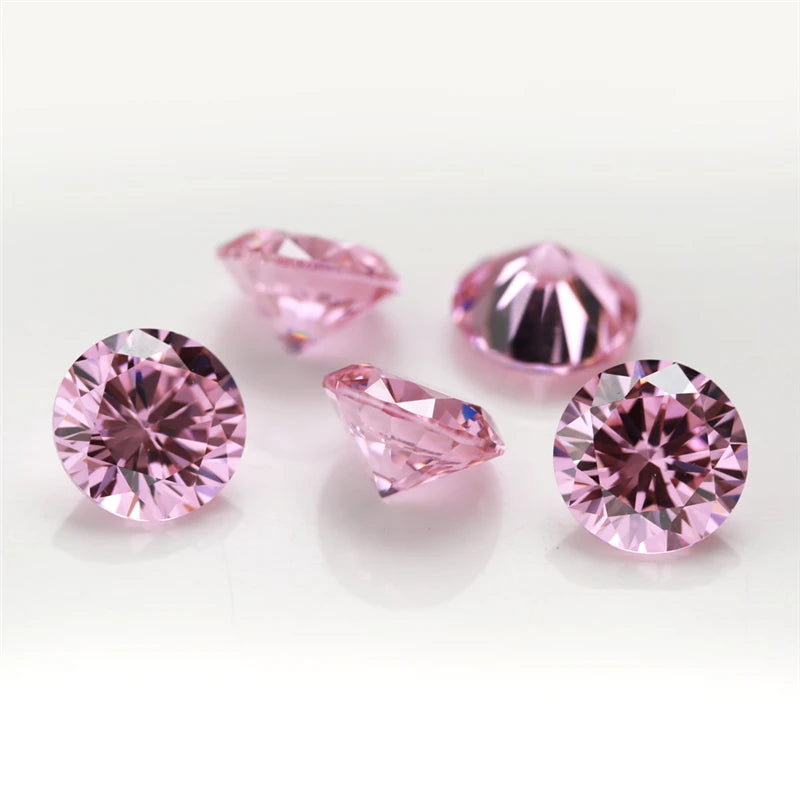 10pcs 4.0~20mm Round Pink CZ Stone AAAAA Cubic Zirconia Gems