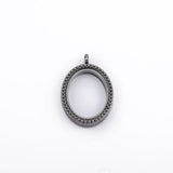 4 Oval Floating Locket With Rhinestone Magnetic Glass Photo Memory Locket