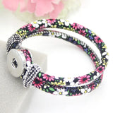 10pcs Mix Color Leather Flower Bracelets Snap Jewelry Interchangeable 18mm