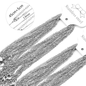 10pcs Adjustable Stainless Steel Link Chains Necklaces Cuban Chains DIY Crafts
