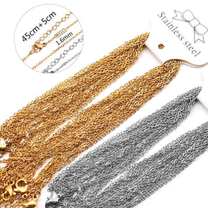 10pcs Adjustable Stainless Steel Link Chains Necklaces Cuban Chains DIY Crafts