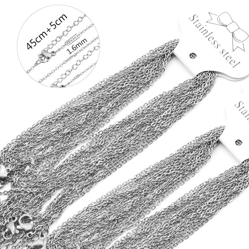 10pcs Adjustable Stainless Steel Link Chains Necklaces Cuban Chains DIY Crafts