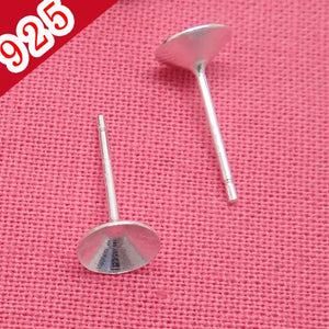 10pcs 925 Sterling Silver Earrings Settings DIY Jewelry Making