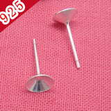 10pcs 925 Sterling Silver Earrings Settings DIY Jewelry Making