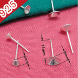 10pcs 925 Sterling Silver Earrings Settings DIY Jewelry Making
