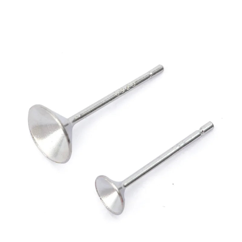 10pcs 925 Sterling Silver Earrings Settings DIY Jewelry Making
