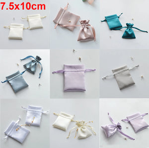 10pcs 7.5x10cm Satin Pouch Pink Silk Gift Bags