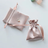 10pcs 7.5x10cm Satin Pouch Pink Silk Gift Bags
